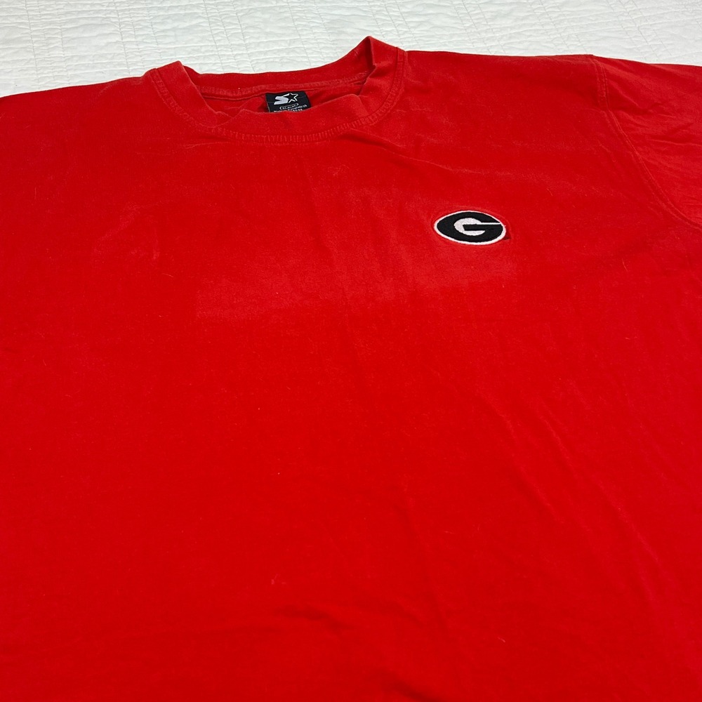 Starter Georgia Bulldogs T-Shirt Mens XL Red Embroidered Logo Short Sleeve UGA